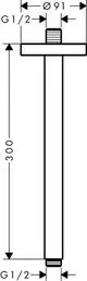 Abgebildeter Deckenanschluss mit Gewinde, hergestellt von AXOR. Das Design zeigt einen langen, zylindrischen Körper mit einer flachen Oberseite und seitlichen Abmessungen.